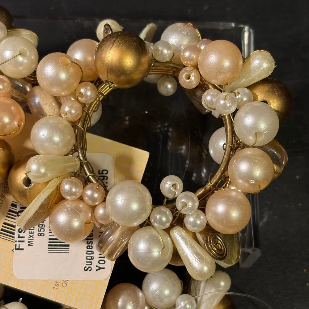 Diva Lifestyles Mixed Pearl Shell Napkin Rings Gold Set of 6 New 859440